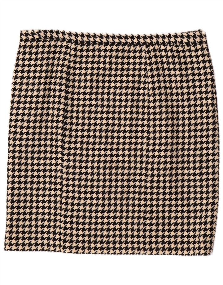 VINTAGE Falda recta de mujer W36 XL Pata de gallo negra