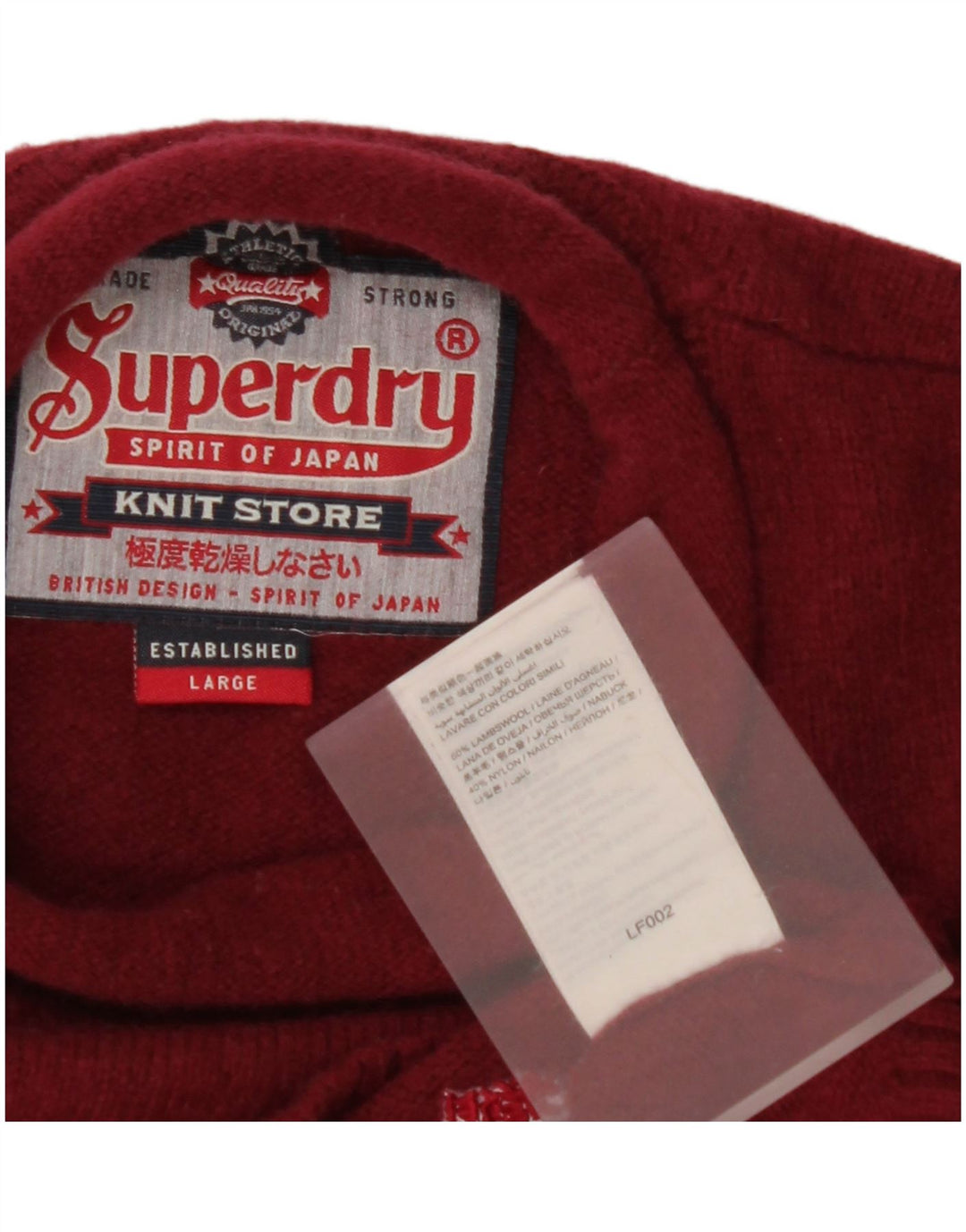 SUPERDRY Jersey con cuello vuelto para hombre de lana de cordero burdeos grande