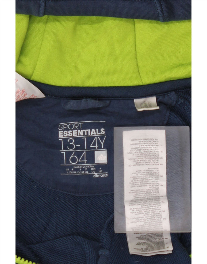 ADIDAS Sudadera con capucha y cremallera Climalite para niño 13-14 años Azul marino Poliéster