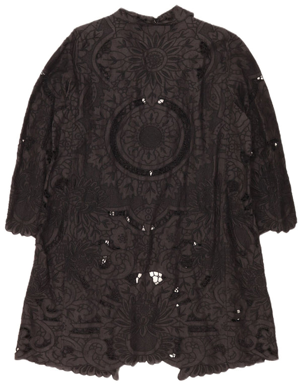 Gerard Darel Vestido de manga 3/4 para mujer IT 46 Ramio floral negro grande