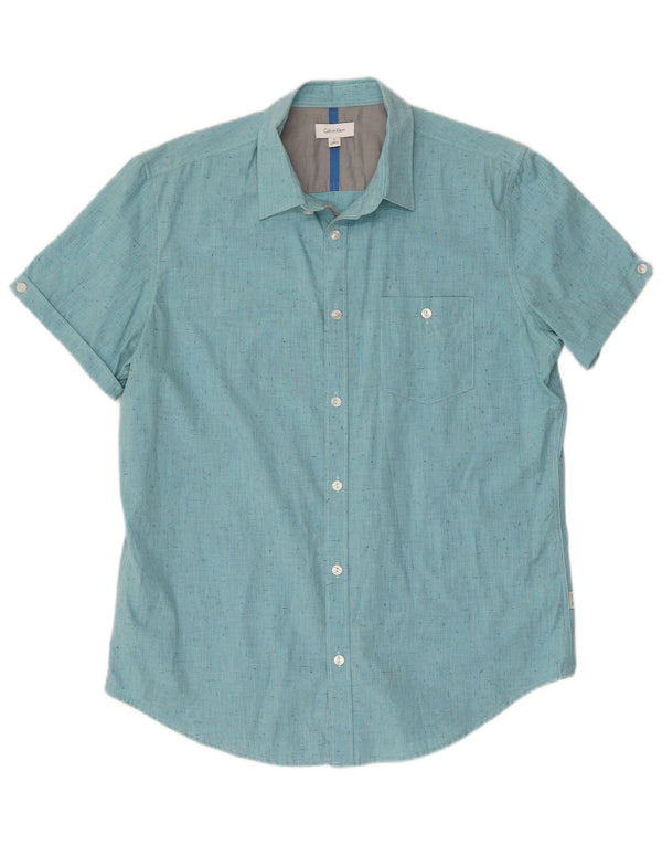 Camisa CALVIN KLEIN Hombre Manga Corta Algodón Moteado Azul Medio