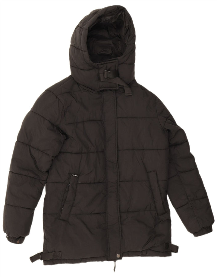 Superdry Mujer Chaqueta Acolchada Extragrande Con Capucha UK 8 Small Nylon Negro