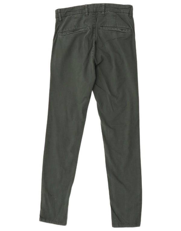 Zara Mens Skinny Chino Pantalones EU 36 XS W29 L30 Algodón Verde