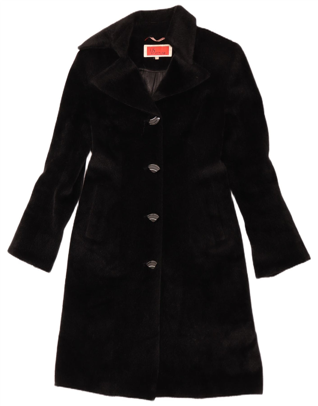 Abrigo vintage de piel sintética para mujer IT 42 Poliéster negro medio