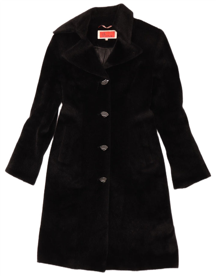 Abrigo vintage de piel sintética para mujer IT 42 Poliéster negro medio