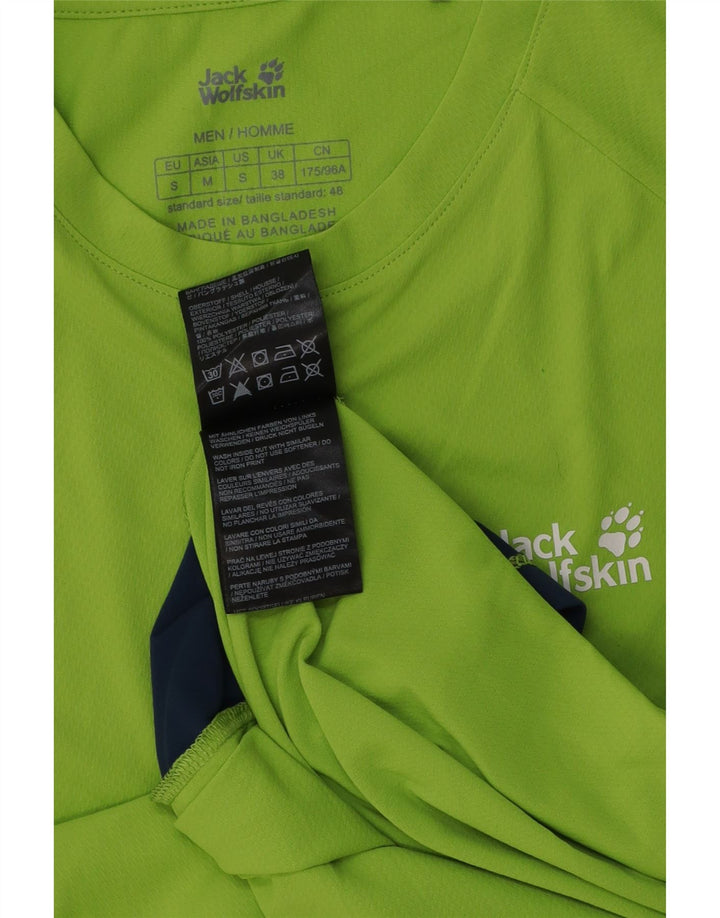 Jack Wolfskin Hombre Camiseta Top Small Verde Colorblock Poliéster