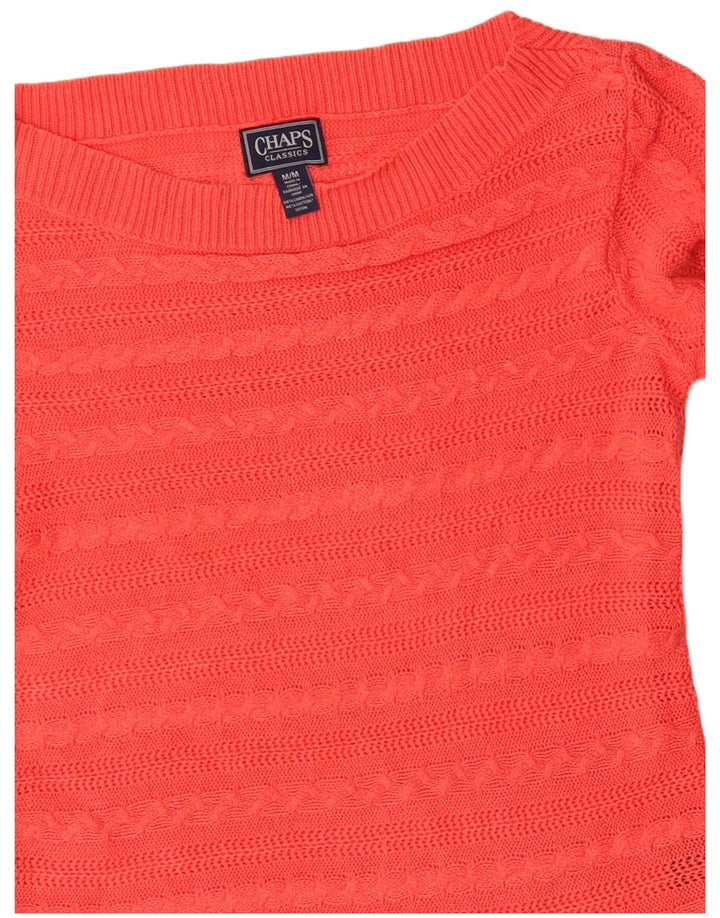 CHAPS Suéter clásico con cuello barco para mujer, talla 12, color naranja mediano