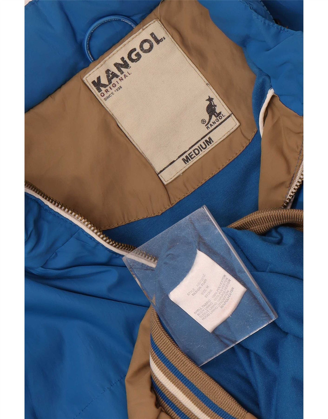 Kangol Hombre Chaqueta Bomber Con Capucha ES 38 Marrón Medio Poliéster Color Block