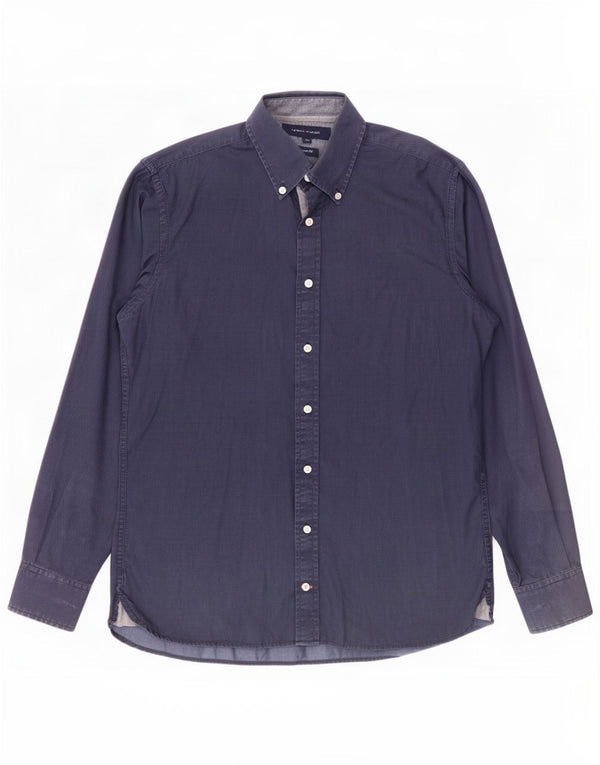 Camisa Tommy Hilfiger Hombre Slim Fit Algodón Geométrico Azul Marino Pequeño