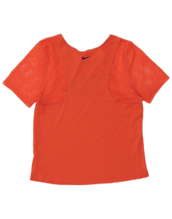 NIKE Mujer Dri Fit Crop Graphic Camiseta Top UK 10 Small Naranja