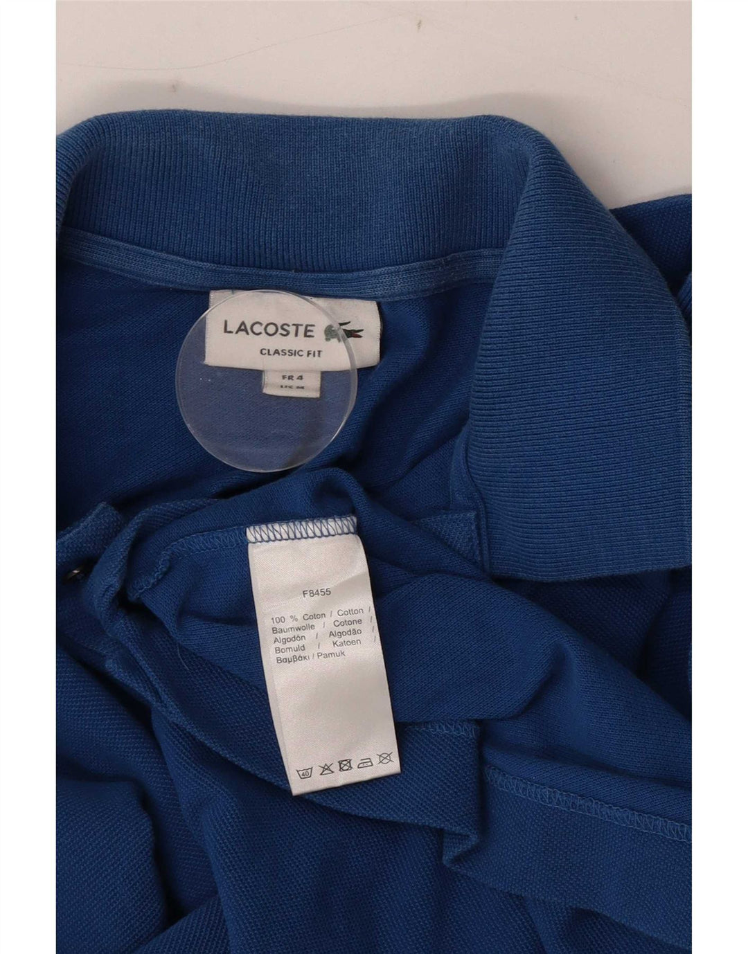 Lacoste Polo de ajuste clásico para hombre talla 4 algodón azul mediano