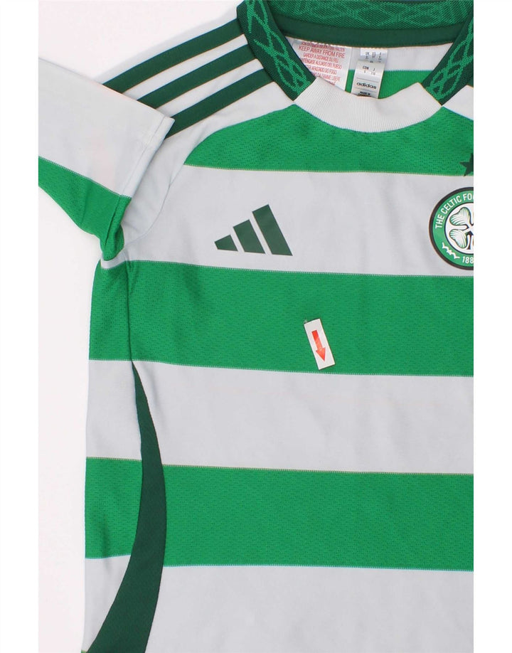 Adidas Camiseta gráfica para niño 4-5 años Verde Rayas Poliéster