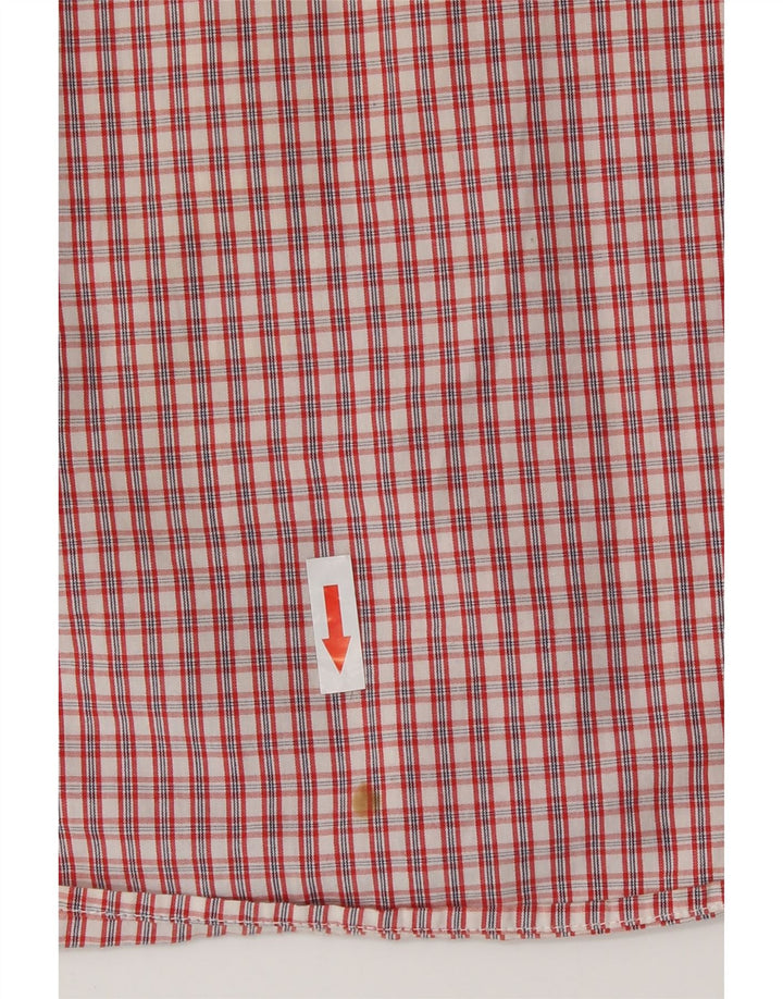 Benetton Camisa Manga Corta XL Algodón Cuadros Rojos