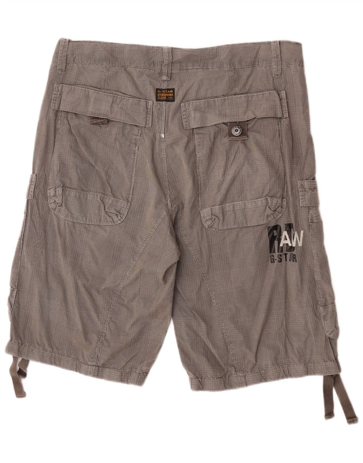G-Star Pantalones cortos tipo cargo para hombre W34 Algodón a cuadros grises grandes