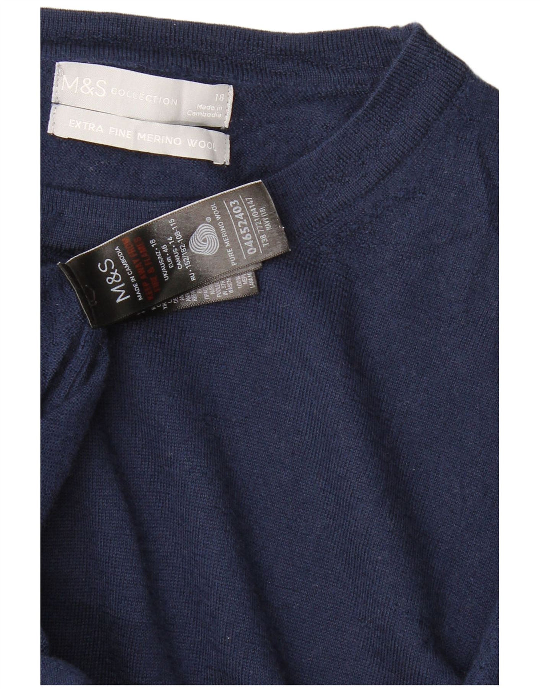 MARKS & SPENCER Suéter tipo jersey con cuello barco para mujer UK 40 XL Azul marino