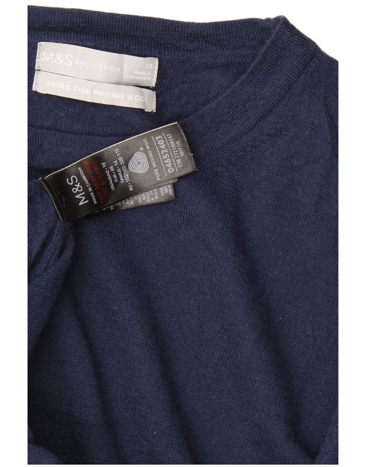 MARKS & SPENCER Suéter tipo jersey con cuello barco para mujer UK 40 XL Azul marino