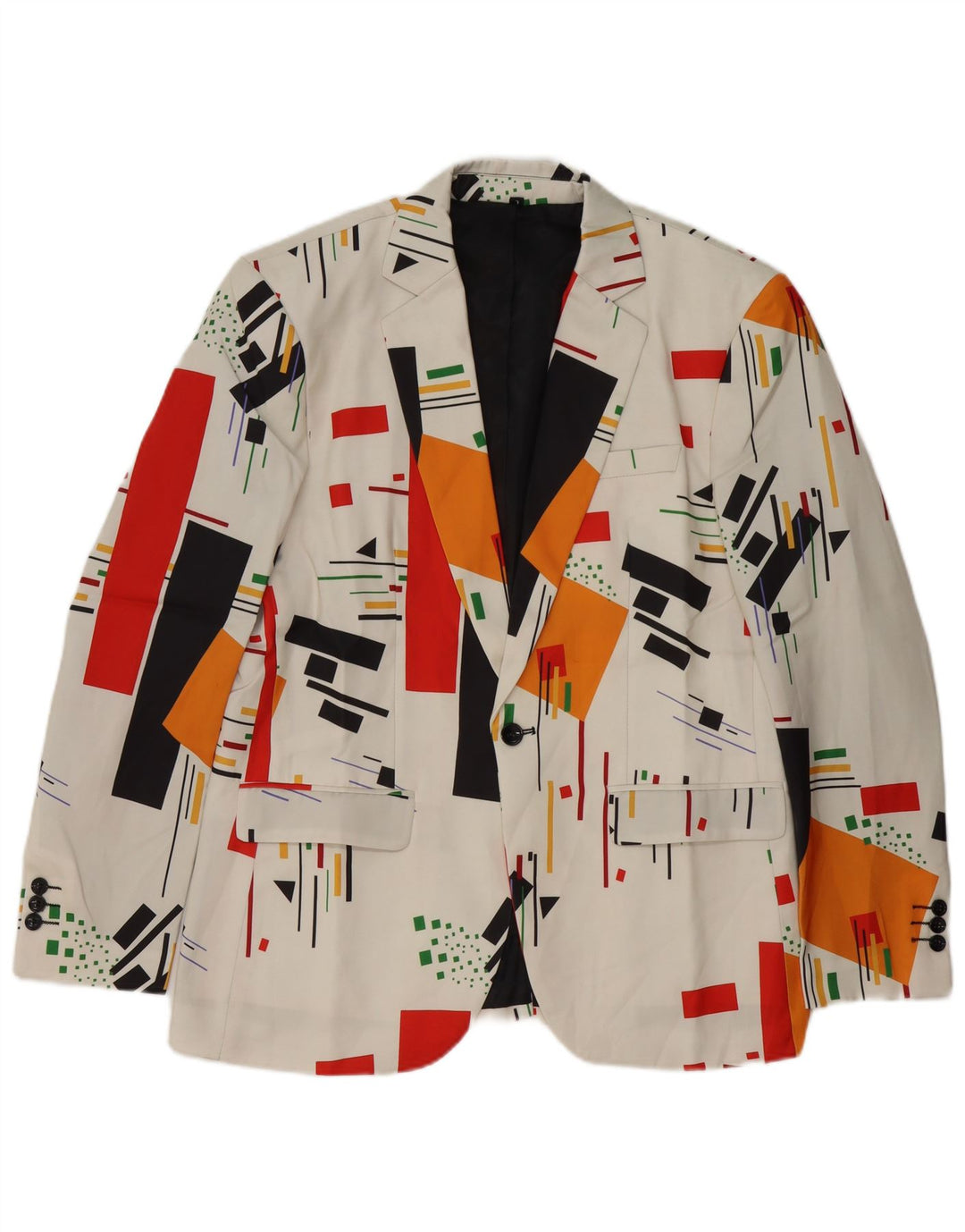 Vintage hombres 1 botón Blazer chaqueta Reino Unido 40 grande blanco geométrico