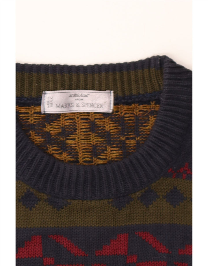 Marks & Spencer Jersey De Cuello Redondo para Hombre Jersey Grande Multicolor Geométrico