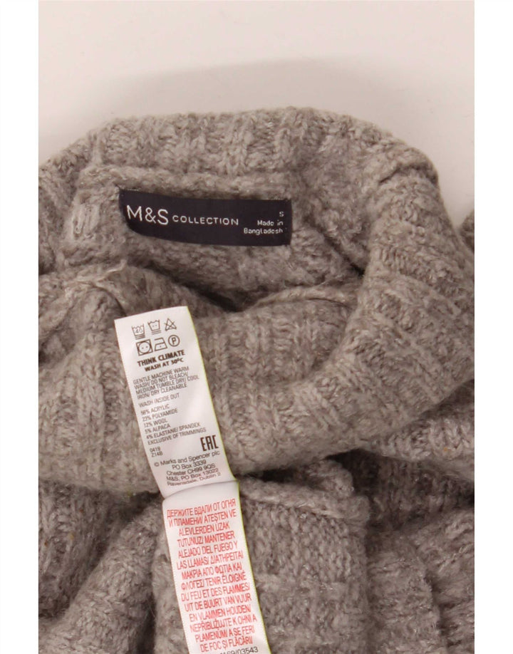 Marks & Spencer Suéter extragrande con cuello vuelto para mujer UK 10 Small Grey