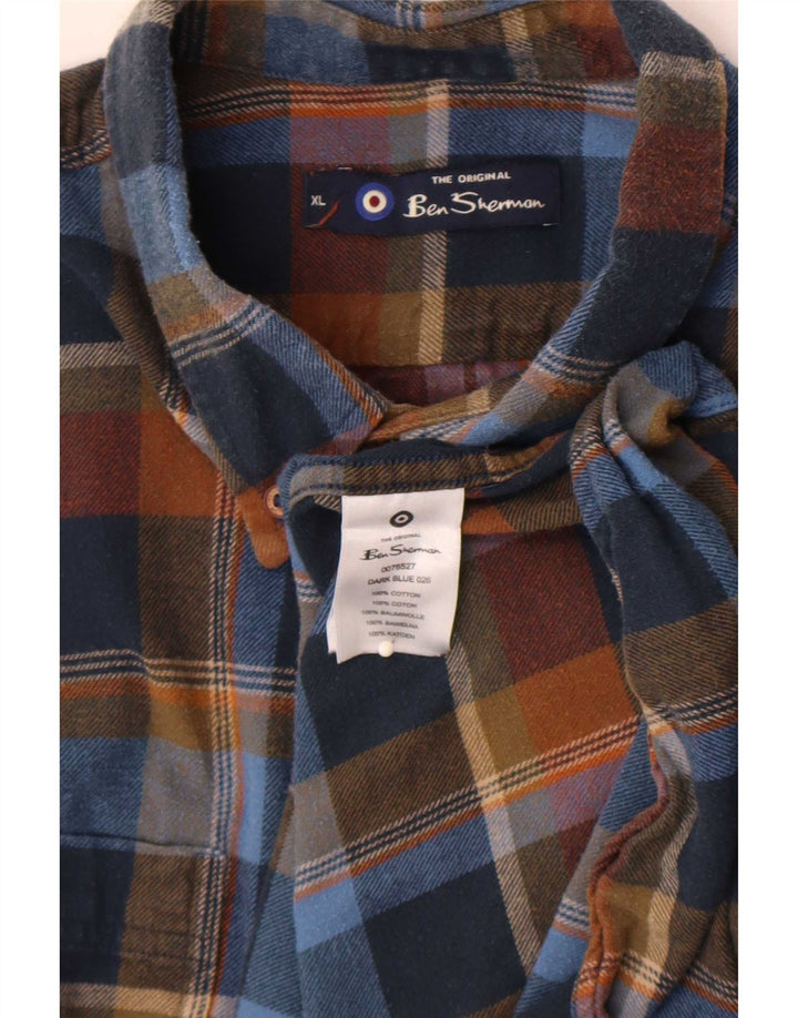 Ben Sherman Camisa de franela para hombre XL Algodón a cuadros multicolor