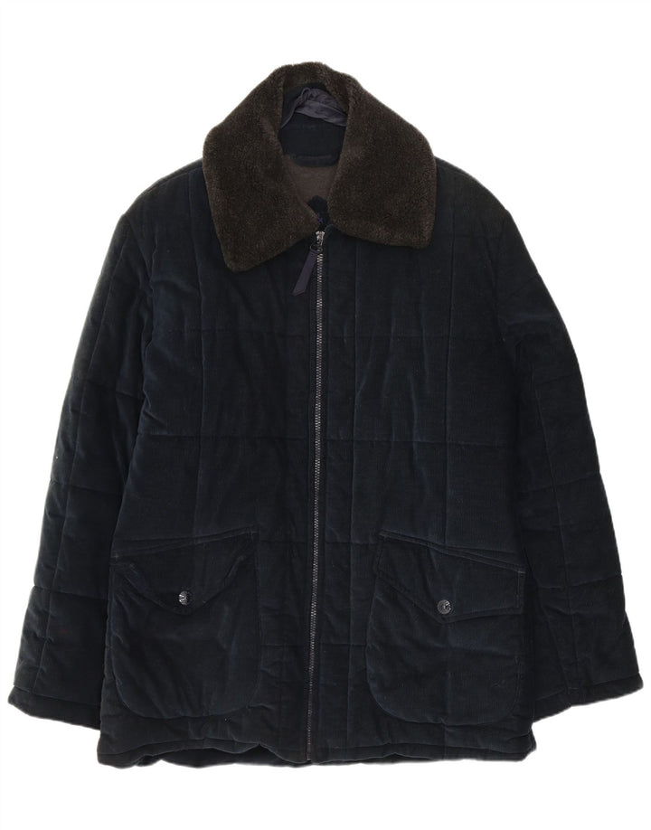 Belfe & Mens Chaqueta acolchada de pana UK 38 Mediana Azul marino Algodón