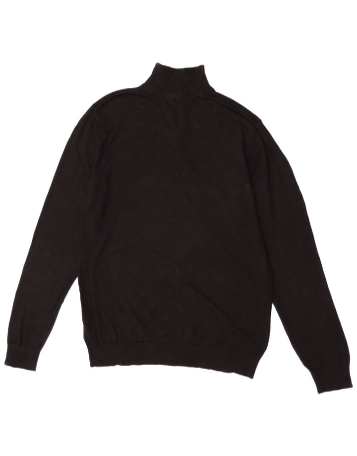 French Connection Jersey con cuello y cremallera para hombre, talla grande, viscosa negra