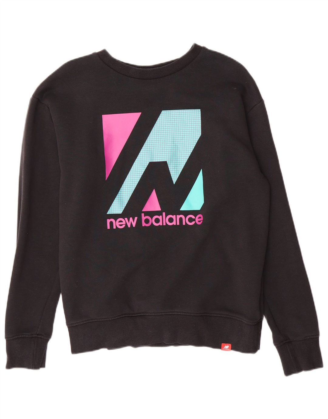 NEW BALANCE Sudadera extragrande con estampado gráfico para mujer UK 10 Small Black