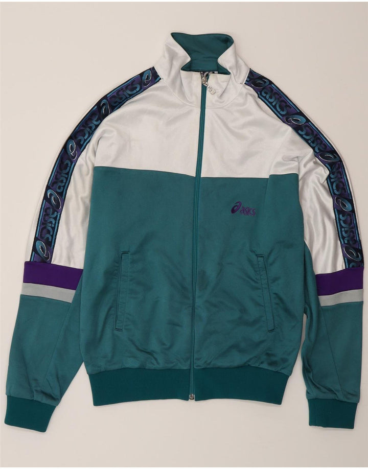 Asics Chaqueta superior de chándal con gráfico para hombre IT 48 Bloque de color verde medio