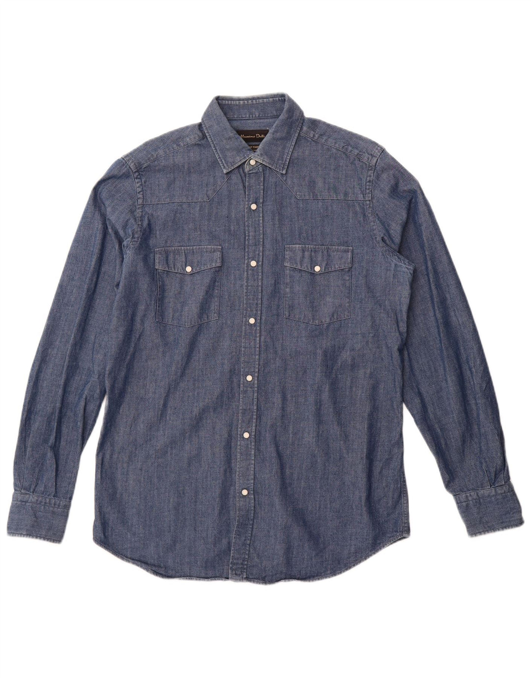 Camisa Massimo Dutti Hombre Denim Azul Medio Algodón