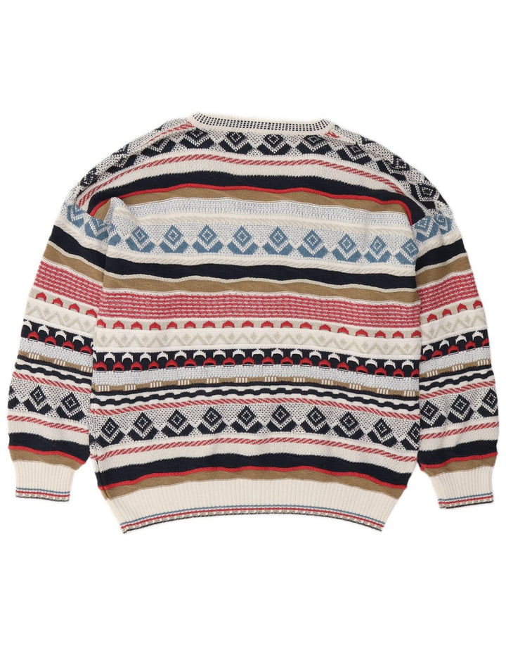 VINTAGE Hombres V-Cuello Jumper Suéter IT 48 Medio Multicolor Fair Isle