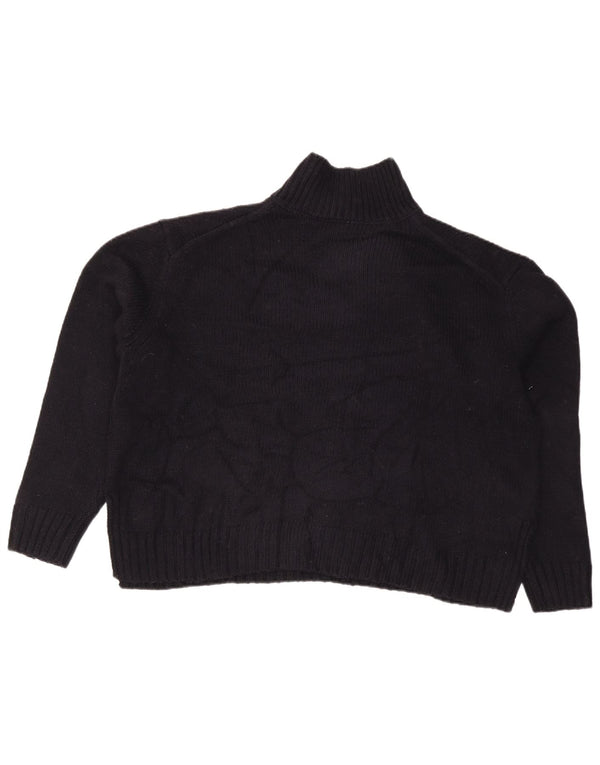 Zara Mujeres Crop Oversize Cuello Alto Jersey Suéter UK 46 Grande Azul Marino