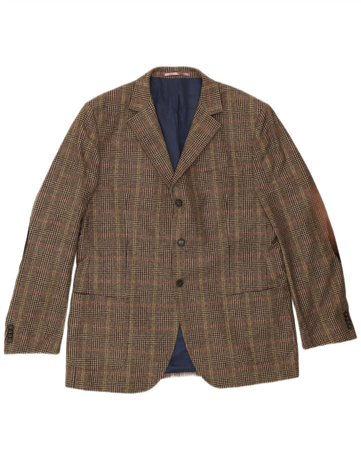 Gant Chaqueta tipo blazer de 3 botones para hombre UK 44 2XL Marrón pata de gallo