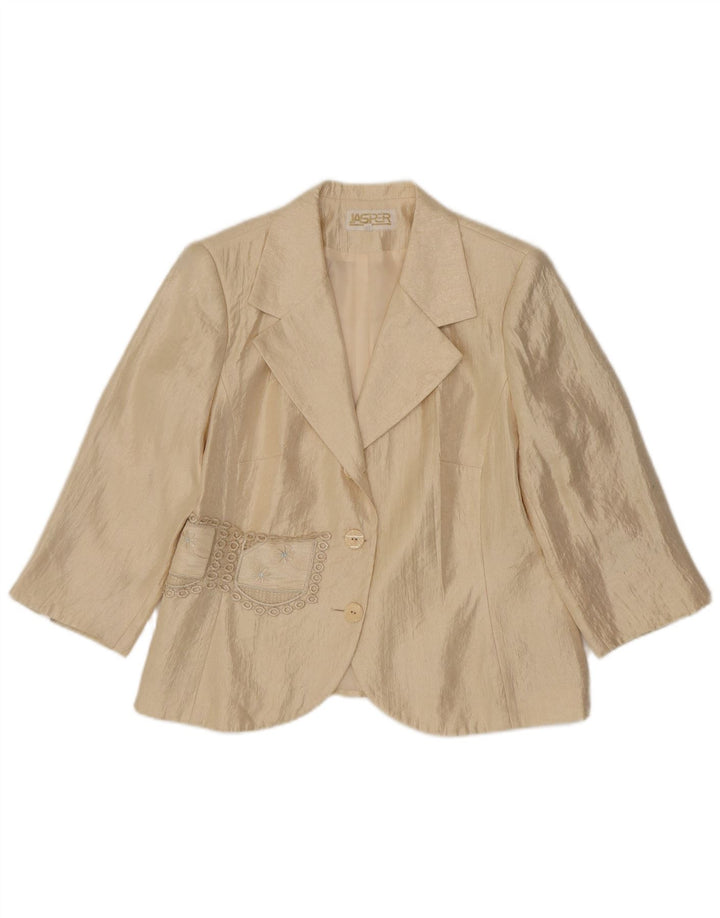 Vintage mujer 3/4 manga 2 botones chaqueta blazer IT 42 beige medio