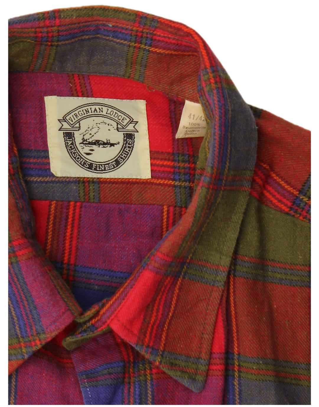 VINTAGE Camisa de franela para hombre Talla 41/42 Algodón a cuadros multicolor grande