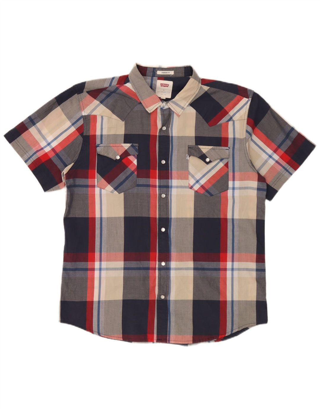 Levi's Camisa de manga corta de corte estándar XL de algodón a cuadros multicolor para hombre