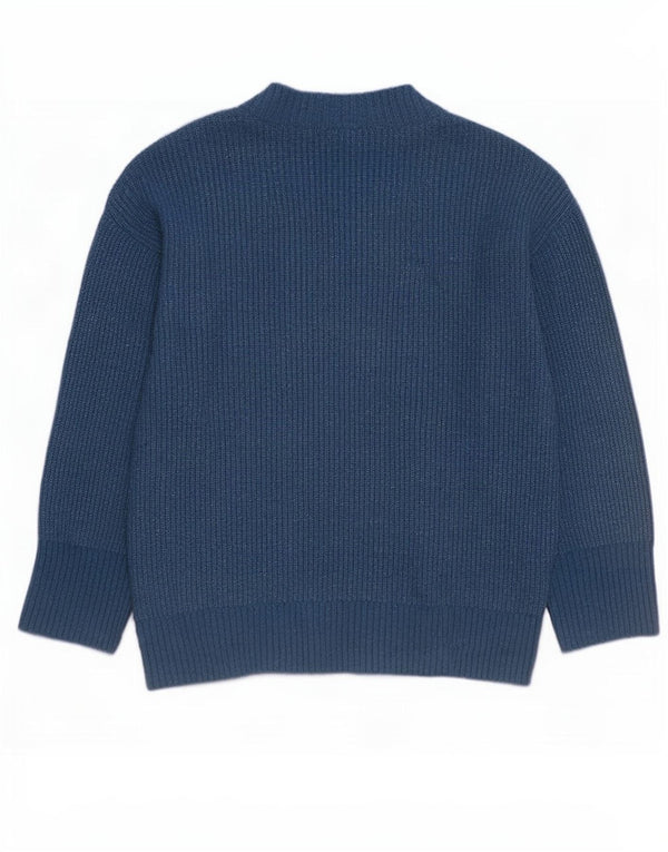 Zara Mujer Jersey Oversize Con Cuello En V UK 44 Poliéster Azul Medio