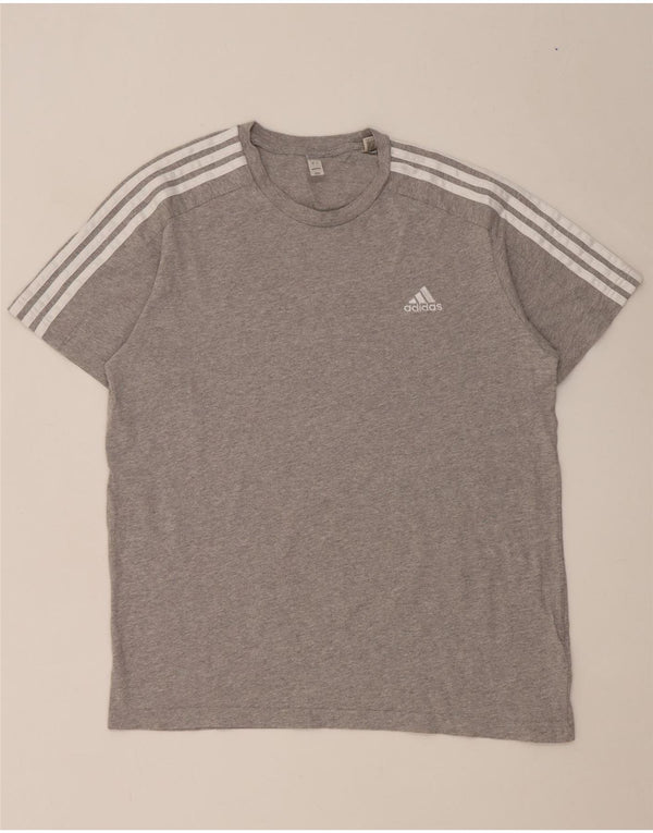 Adidas - Camiseta para hombre, talla grande, algodón moteado gris