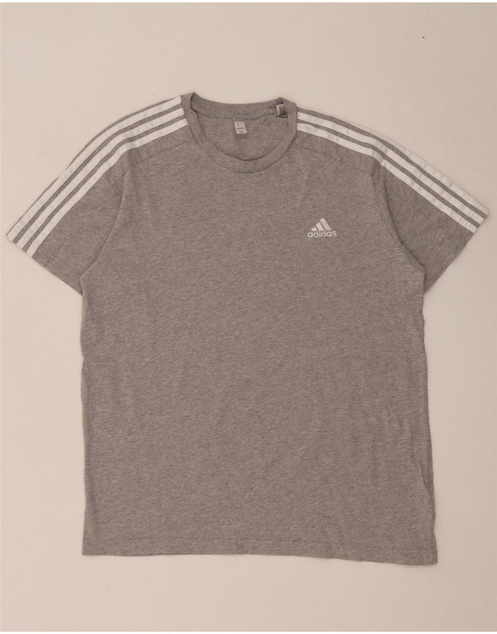 Adidas - Camiseta para hombre, talla grande, algodón moteado gris