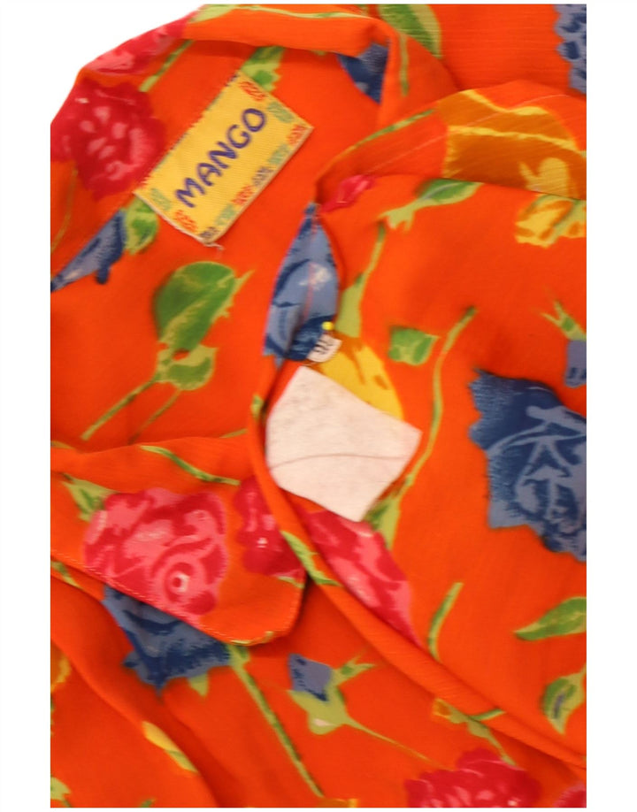 Mango Blusa camisera extragrande de manga corta para mujer UK 46 Grande Naranja Floral