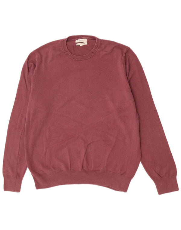 Marks & Spencer Jersey de Cuello Redondo para Hombre XL Algodón Rosa