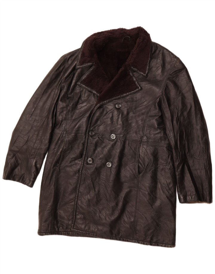 VINTAGE Hombres Doble Pecho Abrigo Reino Unido 40 Grande Negro