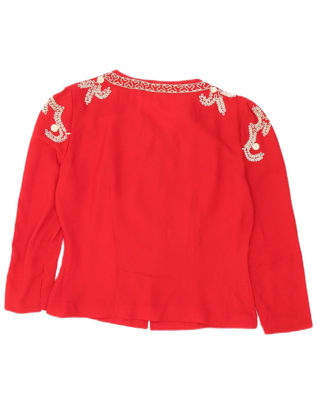 Vintage mujer Cardigan Top Reino Unido 14 Medio Rojo Floral
