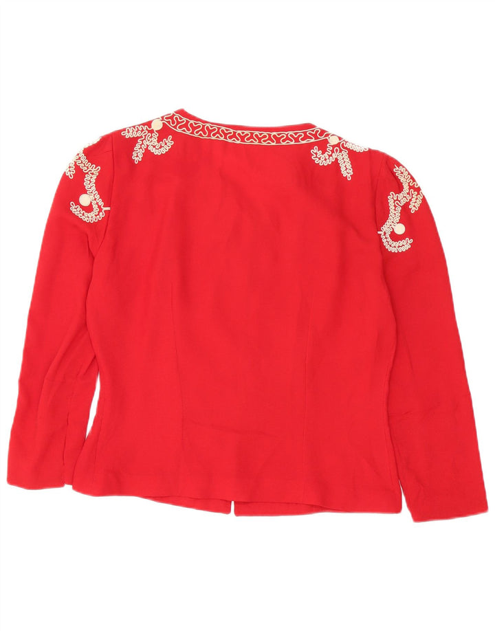Vintage mujer Cardigan Top Reino Unido 14 Medio Rojo Floral