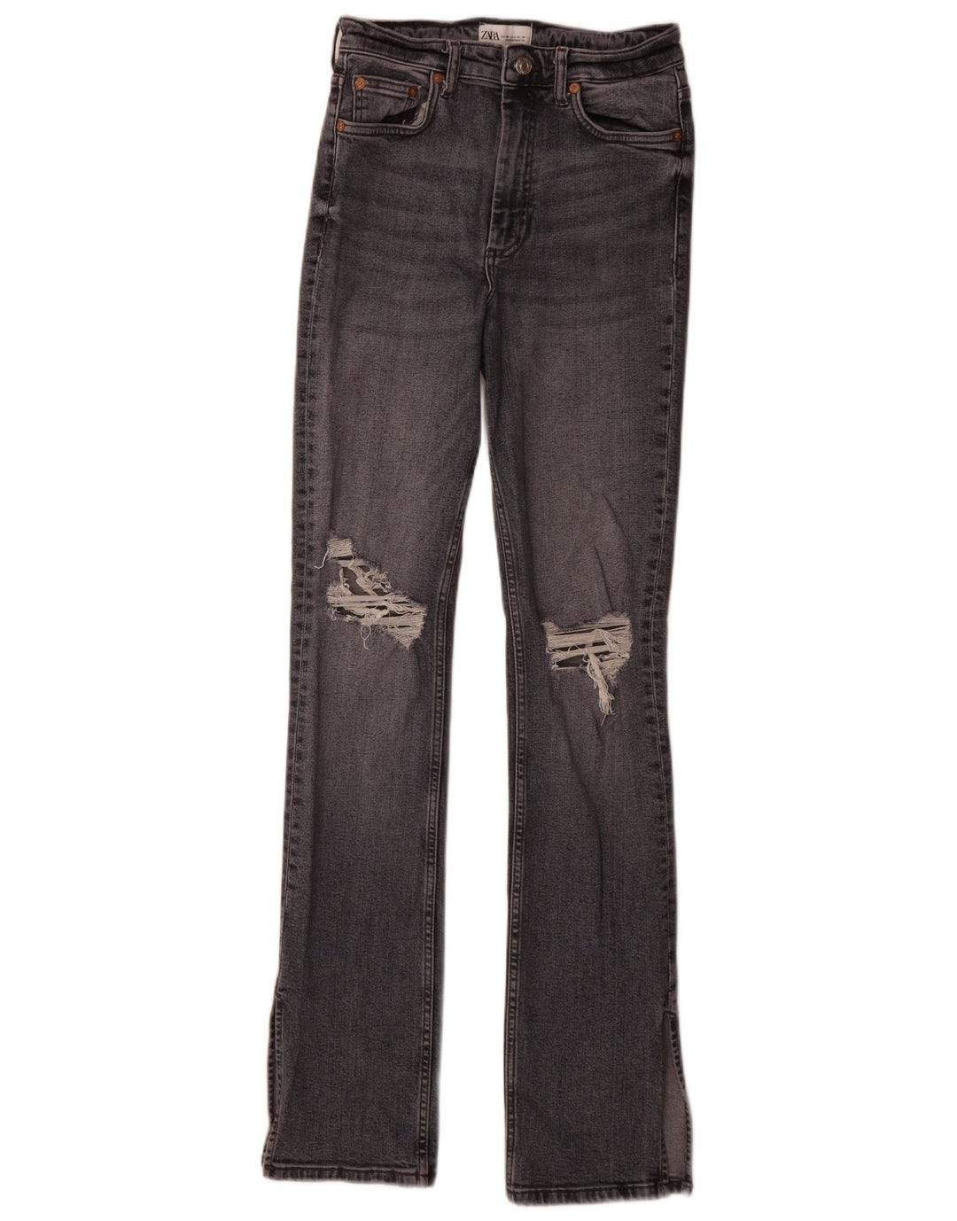 Zara Jeans ajustados desgastados para mujer EU 38 Small W28 L34 Algodón gris