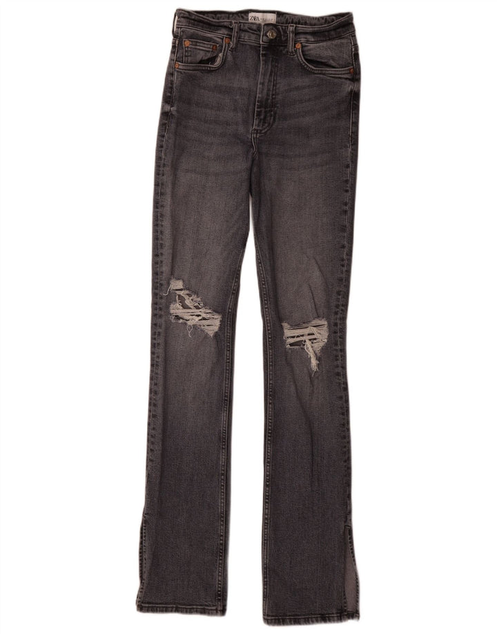 Zara Jeans ajustados desgastados para mujer EU 38 Small W28 L34 Algodón gris