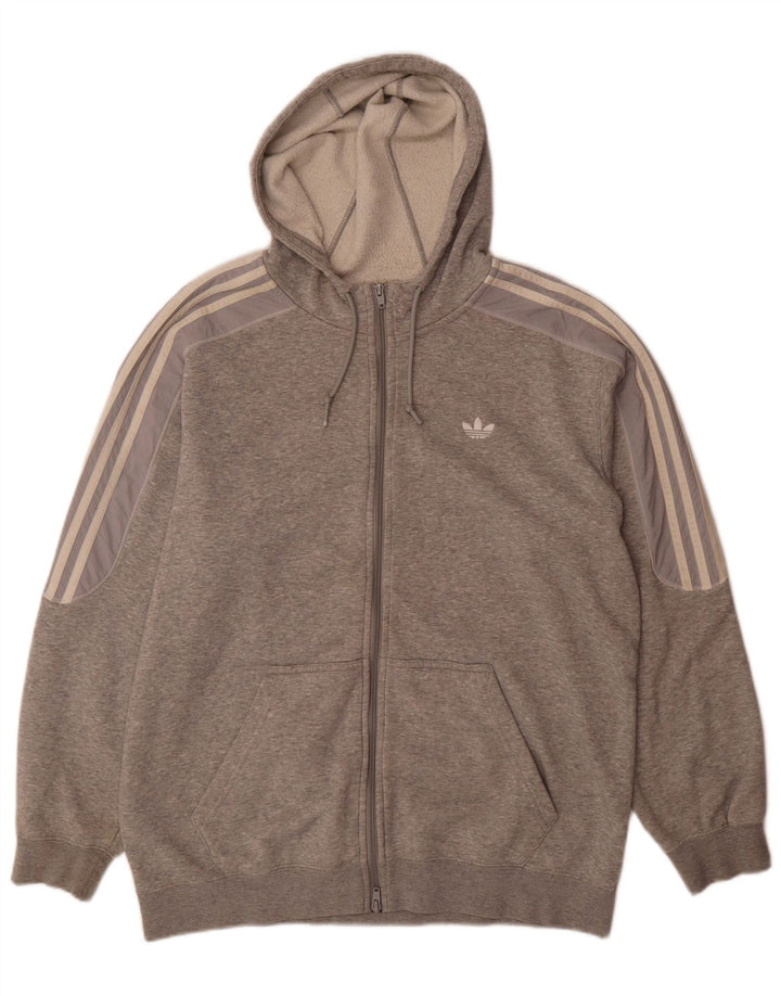 Adidas - Sudadera con capucha y cremallera para hombre, tamaño grande, algodón gris