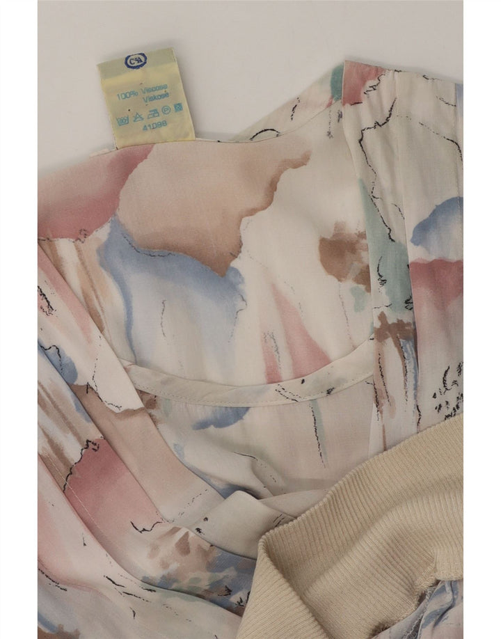 C & A Blusa de manga larga con estampado abstracto para mujer UK 44 Medium White