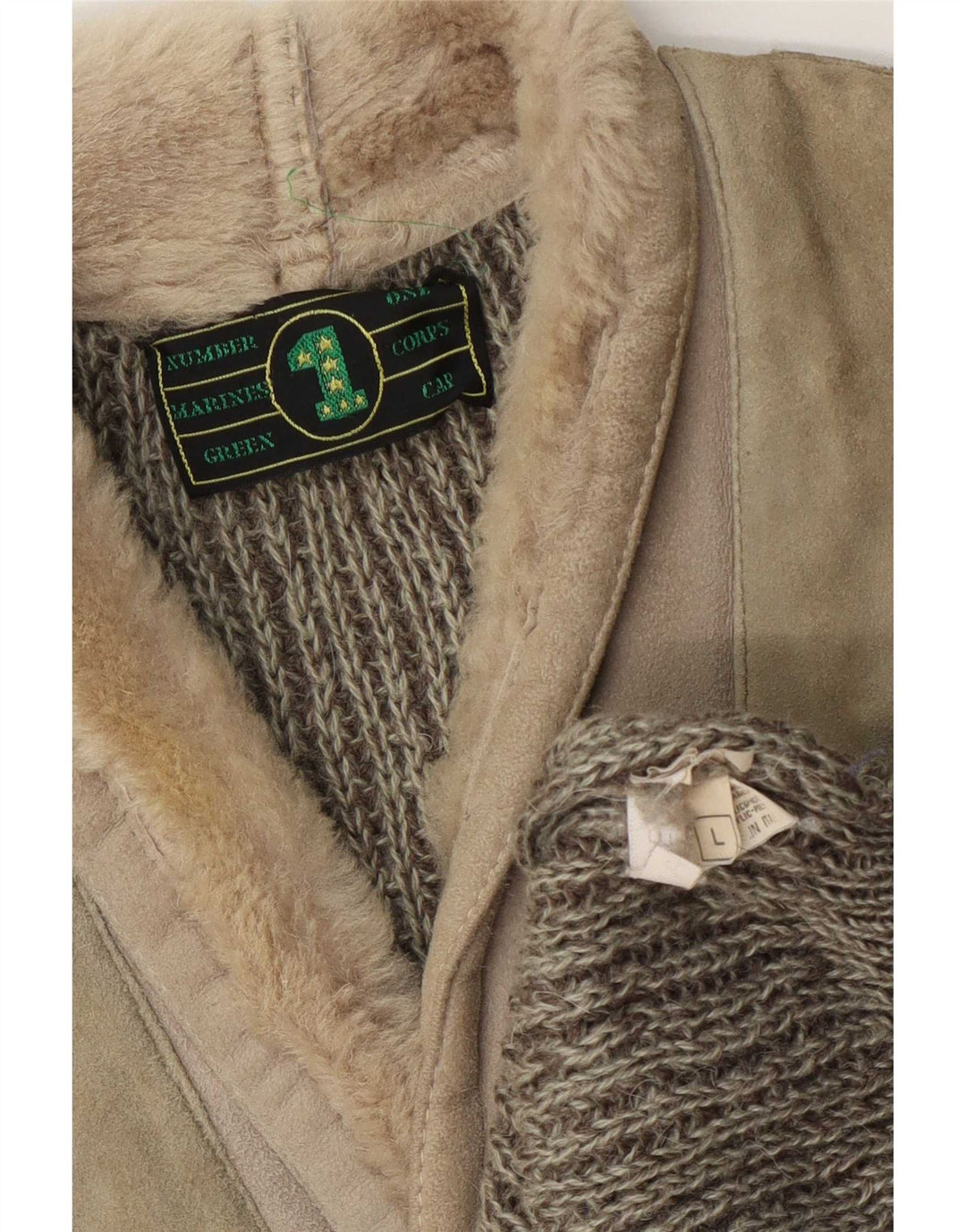 Vintage hombres chal cuello jumper suéter grande gris colorblock lana