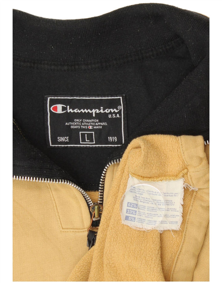 CHAMPION Sudadera con cuello y cremallera para hombre Jumper Large Beige Cotton