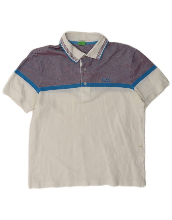 Polo Hugo Boss Hombre | Polo de algodón con bloques de color blanco mediano